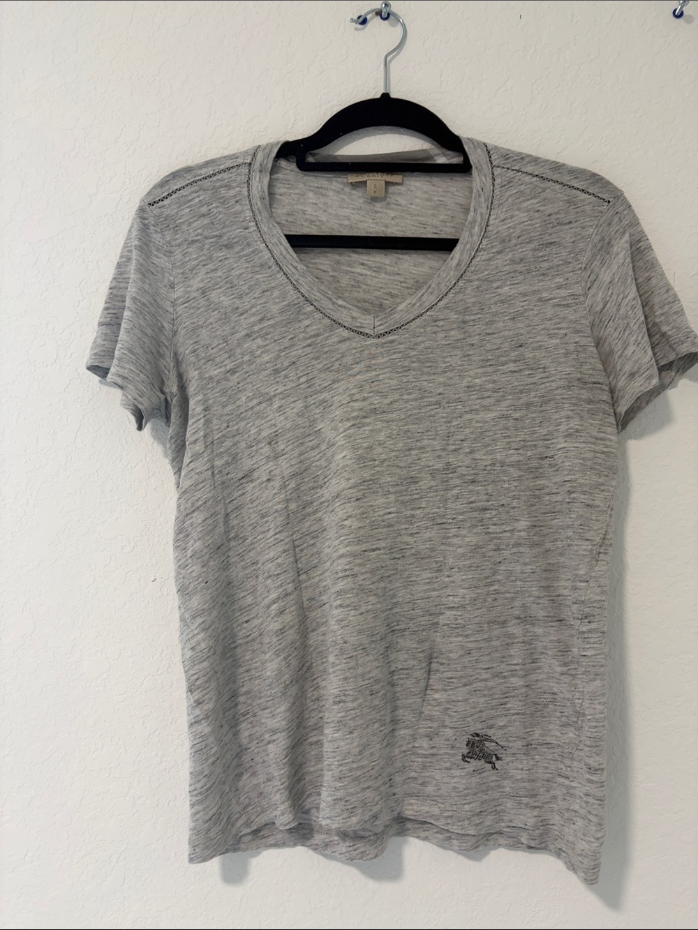 Burberry Light Gray Heather V-Neck Short Sleeve Tee